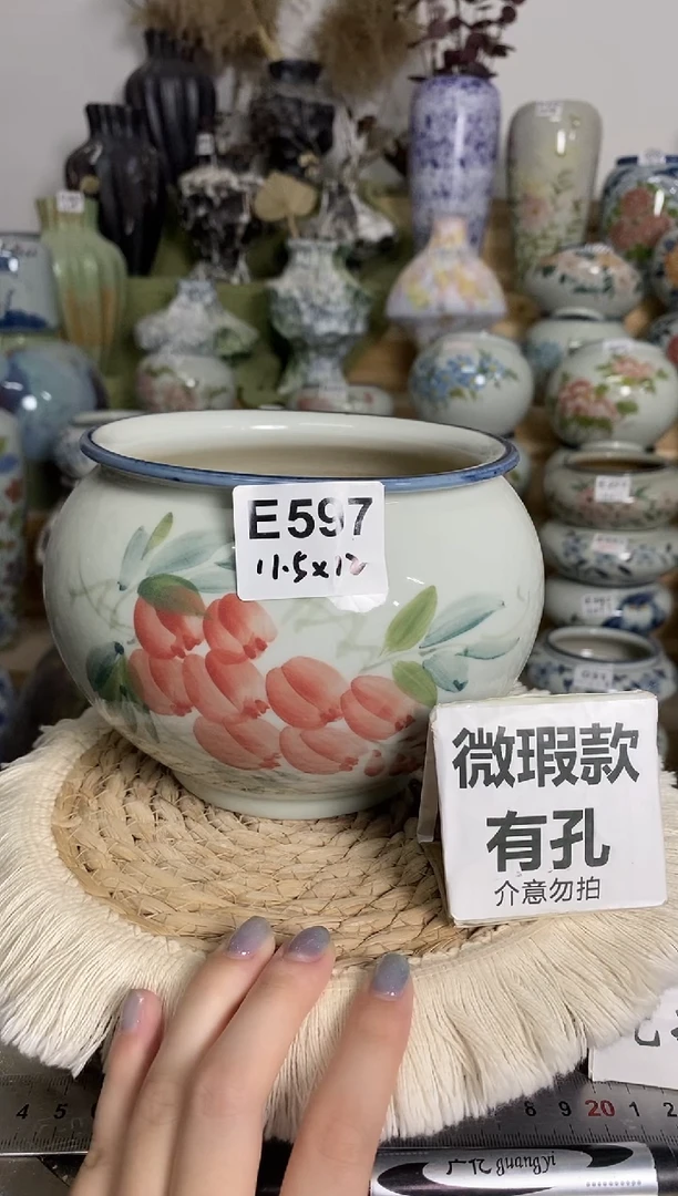 景德镇陶瓷花盆 E 597 陶瓷制品 默认有点误差哦~