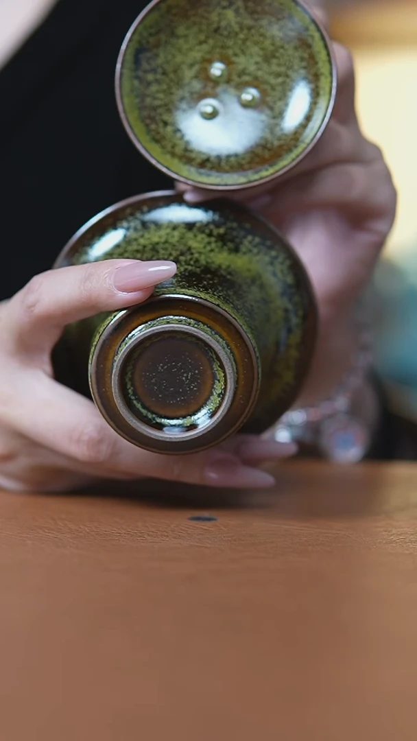 瓷片茶叶沫纯手马蹄盖碗
