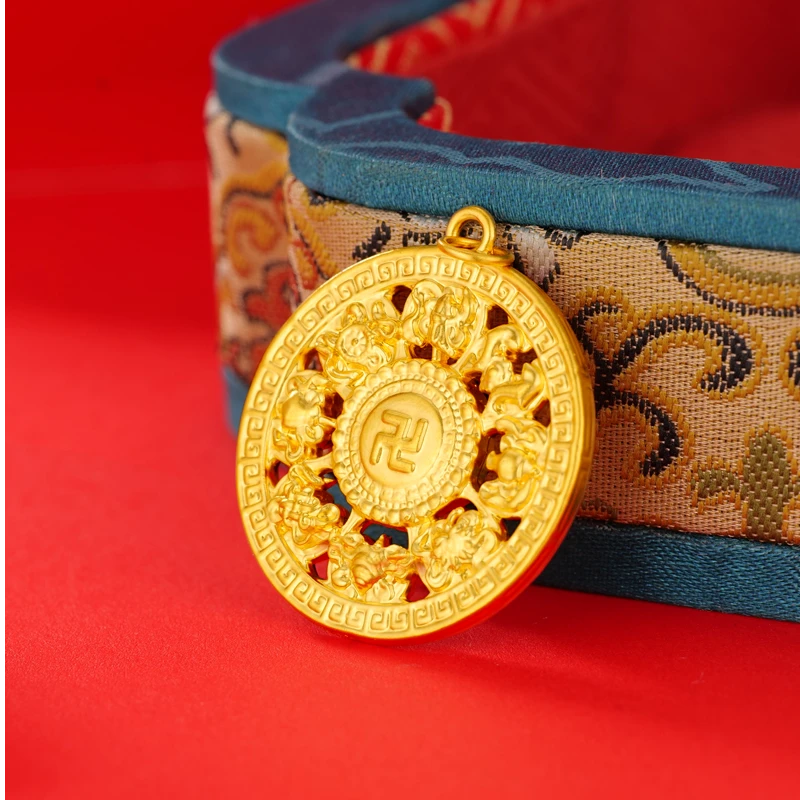 【奇奇专享】足金999饰品 万福罗盘吊坠 GP 1.16