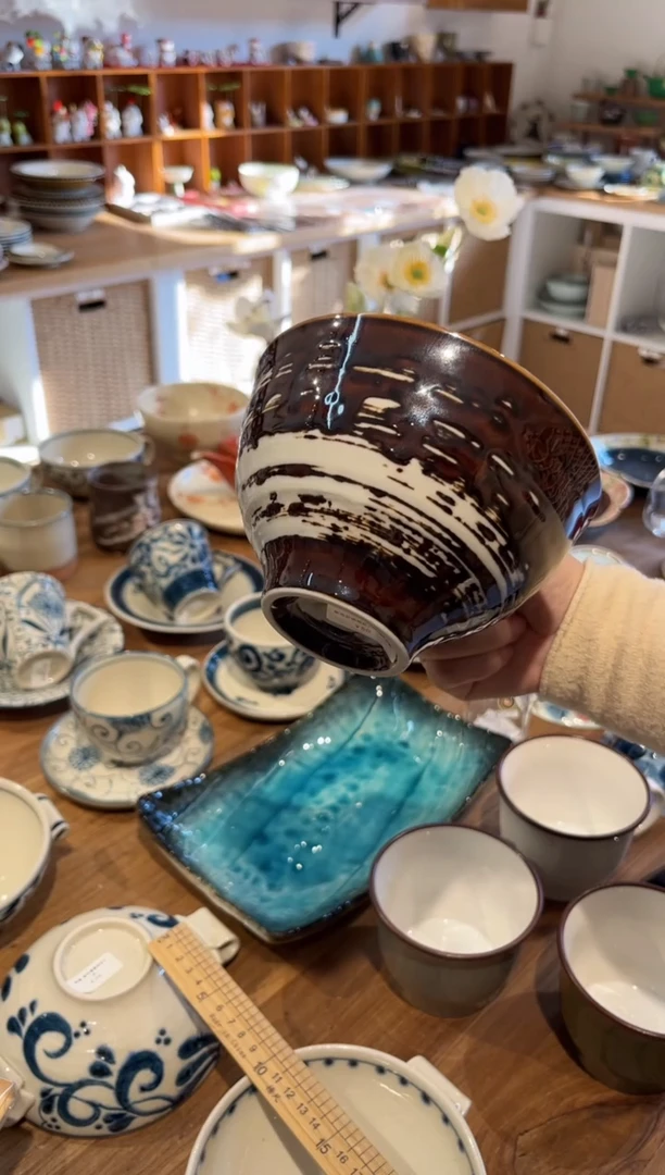 瓷片新品福利 刷毛目琥珀反六兵衛4.5丼