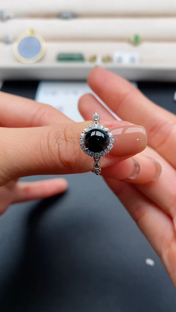 银S925镶嵌戒指翡翠3333333+10