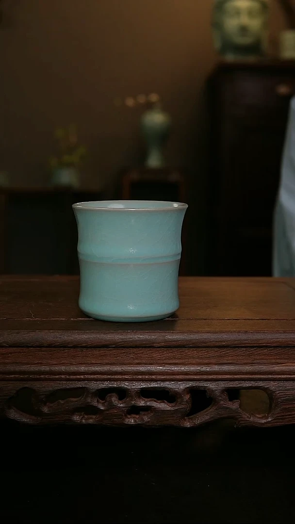 摆件仿古手工竹节杯