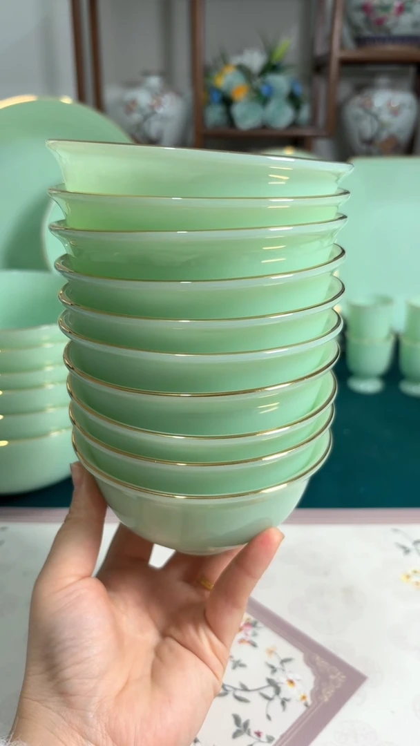 硬质细瓷4.5英寸玉瓷碗10个口径11.5厘米