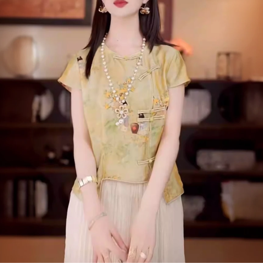 【西塘】新中式国风轻薄上衣2025夏季新款 简约百搭小衫气质温婉风