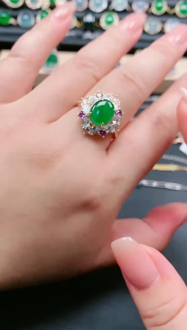 翡翠戒指银S925镶嵌11111