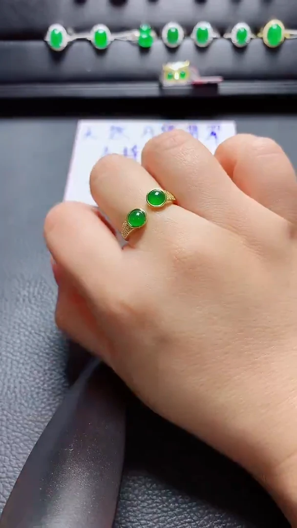 银S925镶嵌戒指翡翠天然翡翠A货s925银镶