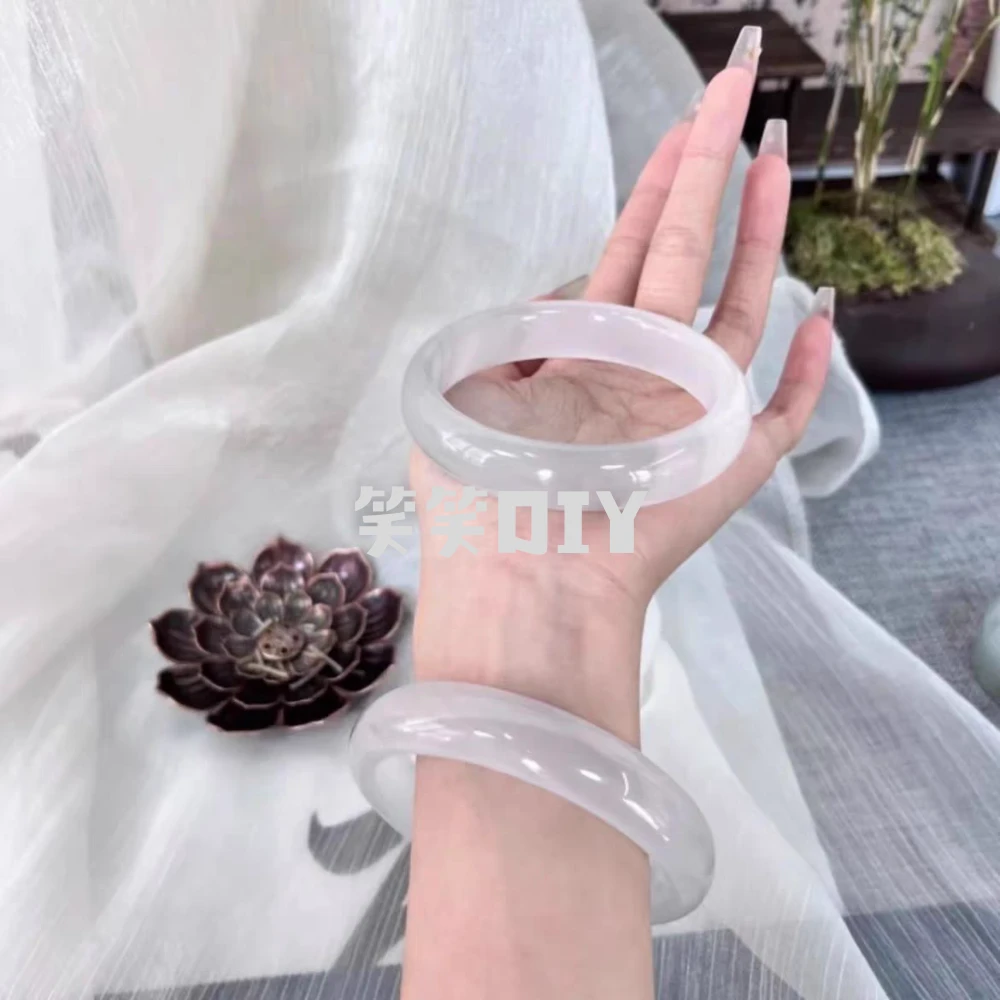 非金属玻璃手镯 【贵妃镯10mm】琉璃素圈轻奢精致白月光原色女款