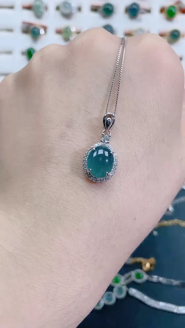 颈饰银S925镶嵌翡翠天然翡翠