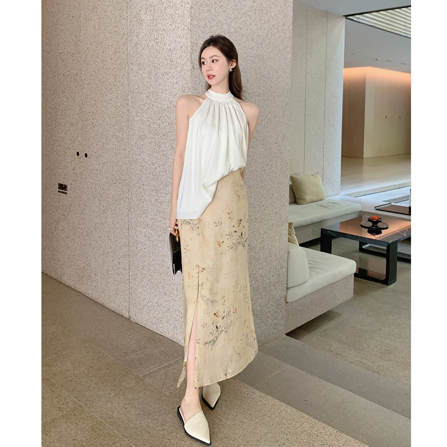 美洋MEIYANG【特卖捡漏】兰亭序旗袍套装 新中式花鸟立领上衣半身裙