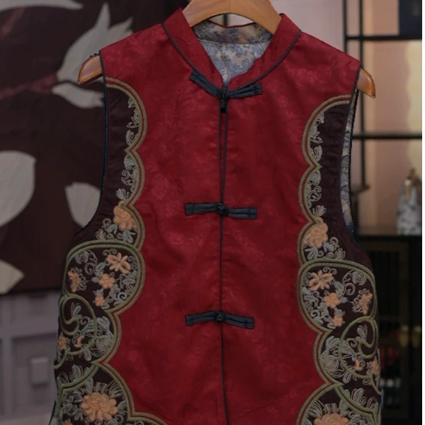 新唐绣春季复古新中式国风时尚立领民族风马甲3105刺绣