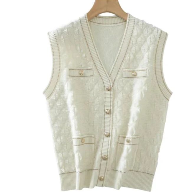 【AS香风流苏】25新小众轻奢黑金v领纯羊毛百搭马甲AS25CMJ3805