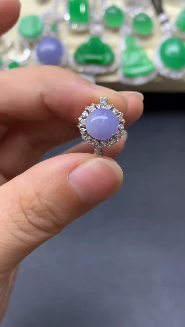 18K金镶嵌戒指翡翠491-中国好珍宝