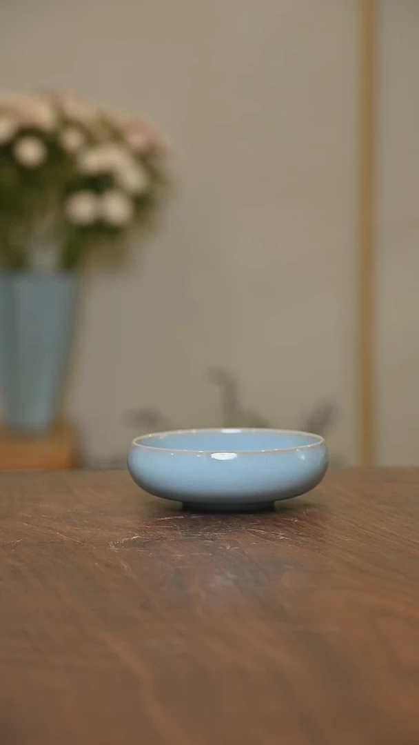 禅定杯 天青 微瑕 朱法喜款