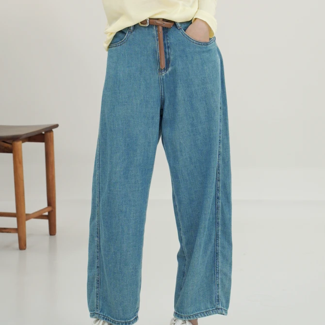 【皖玲珑专属】长裤春夏季宽松休闲浅蓝色牛仔裤(D-2517)