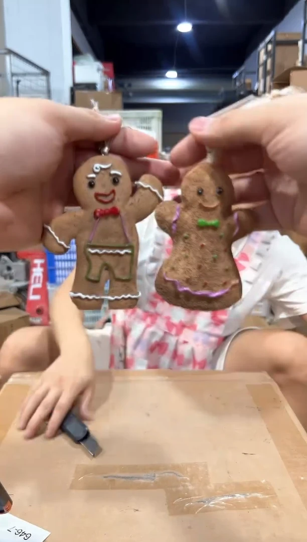 瓷片树脂姜饼人小吊件2件套