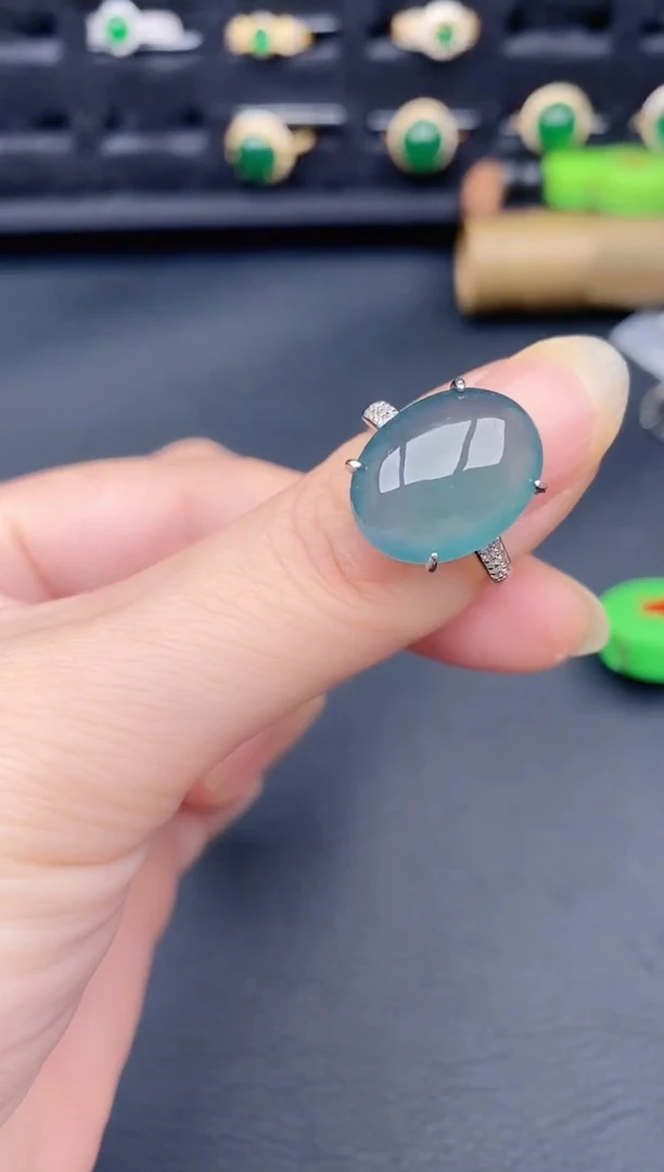 银S925镶嵌戒指翡翠天然a货翡翠135