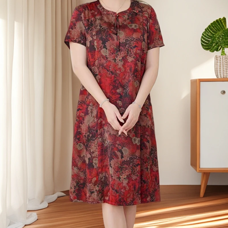 001-100中老年女装妈妈款连衣裙