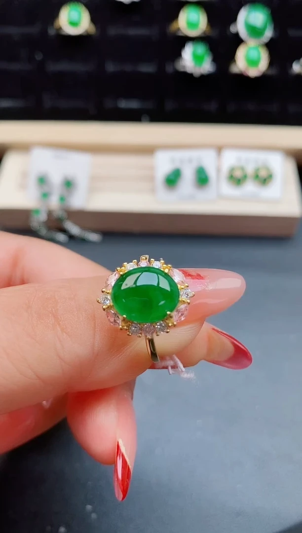 【闪购商品】翡翠戒指银S925镶嵌321312