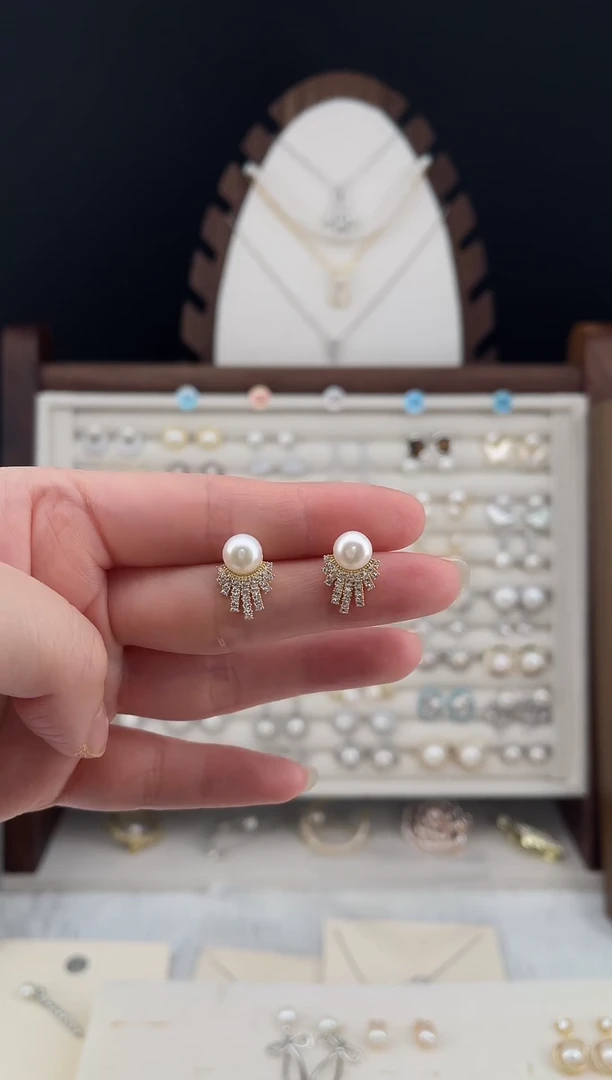 合金耳饰淡水珍珠15