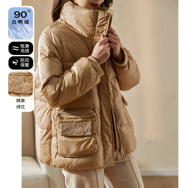 【48小时发货】妈妈冬季绣花加厚羽绒服外套2024新款洋气中年 短款