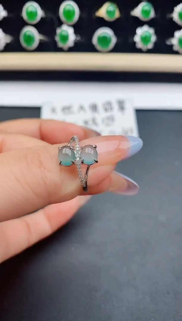 翡翠戒指银S925镶嵌5080