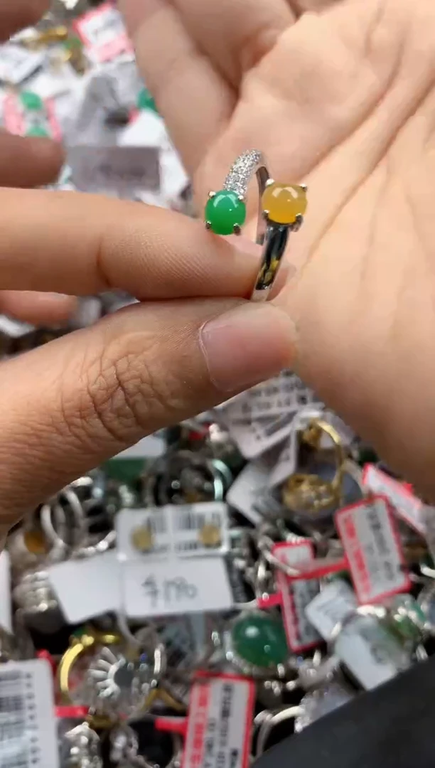 银S925镶嵌戒指翡翠555          4