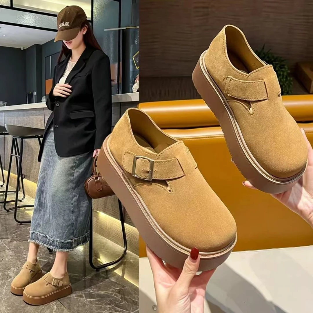 爆款厚底勃肯鞋女配裙子2025春秋新款一脚蹬单鞋休闲软底百搭乐福
