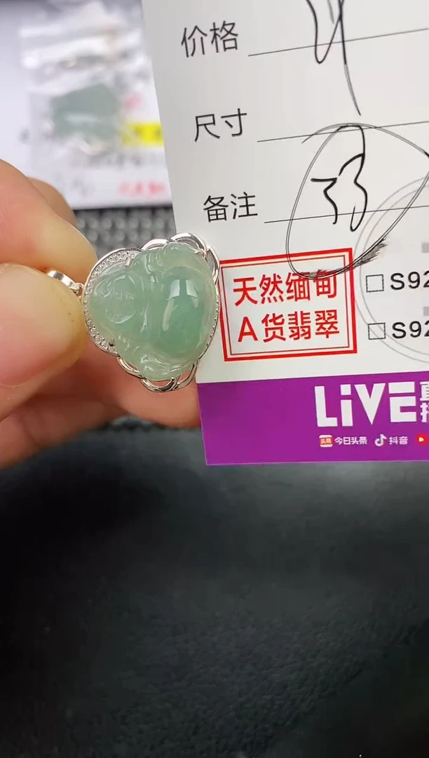 颈饰银S925镶嵌翡翠何*问挂件