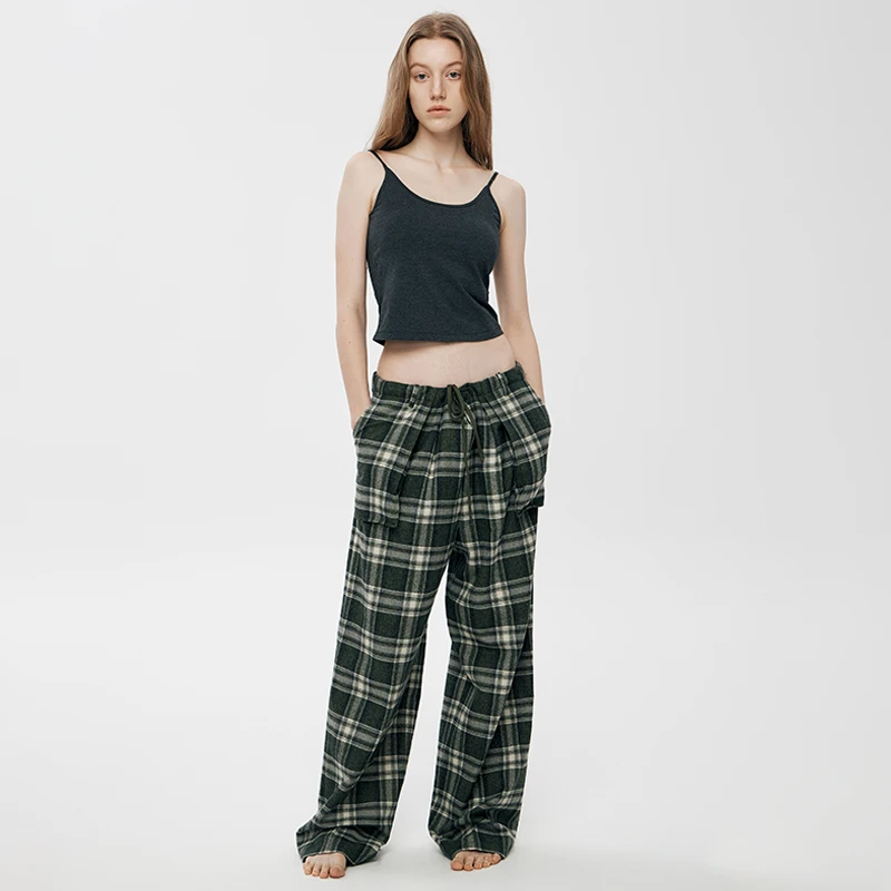 RURE PAJAMA风格松弛感纯棉格纹裤