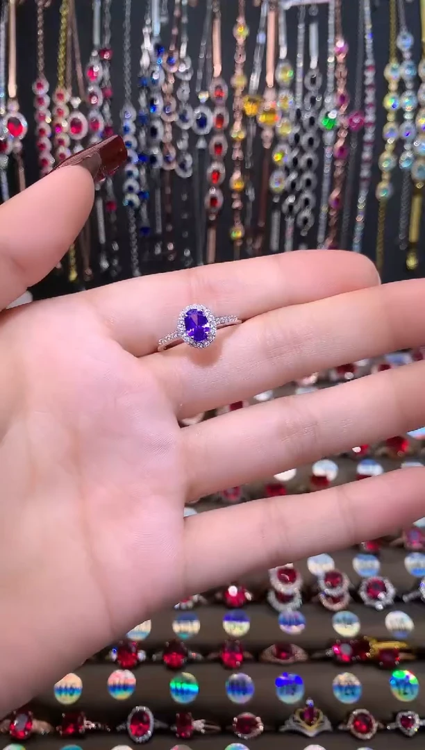 【闪购商品】水晶戒指银S925镶嵌银色5.7