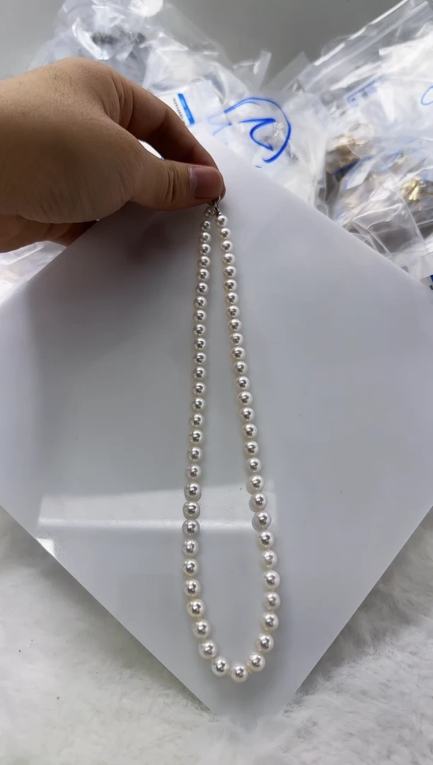 【闪购商品】淡水珍珠DA银S925镶嵌d200 白珠串链7-8