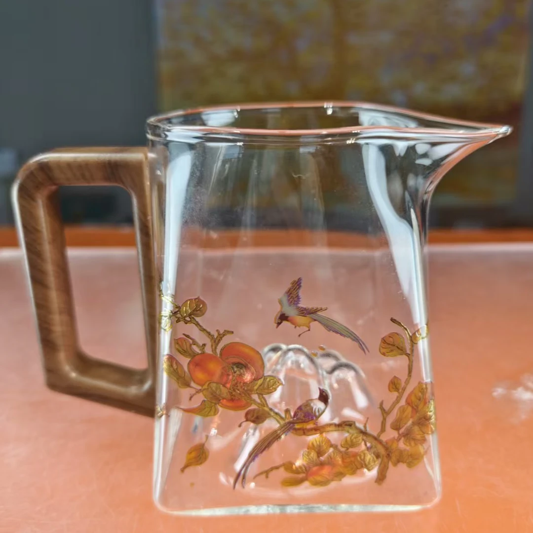 龙窑茶器  柿柿如意喜鹊公道杯-    6163    （专属）
