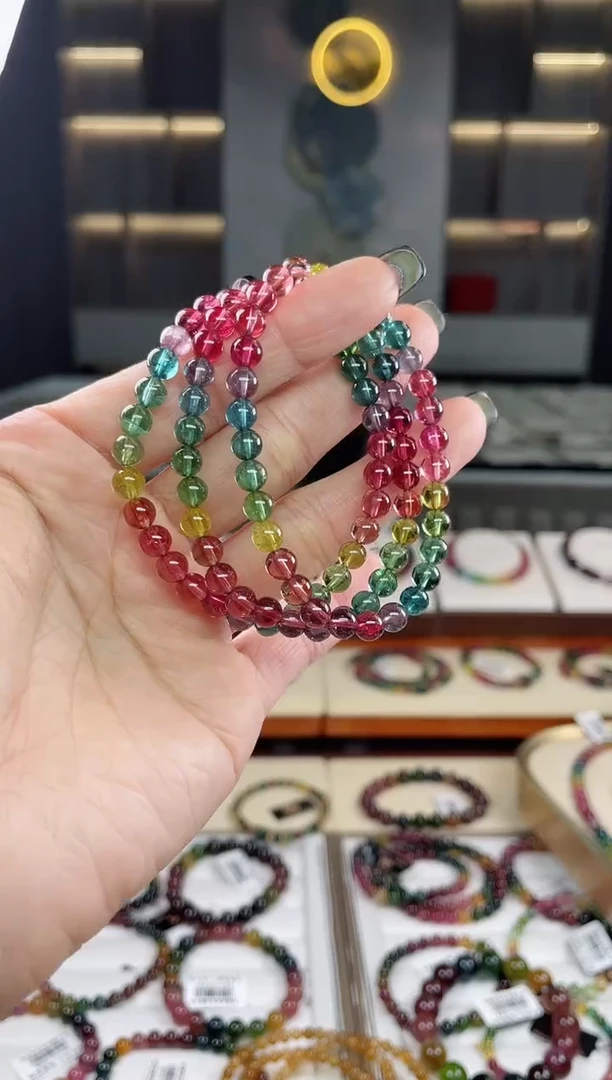 未镶嵌三圈手串5mm+碧玺（多样性发一条）T