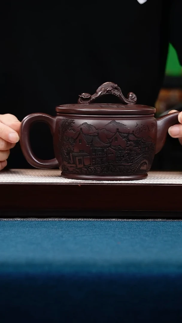 茶壶紫砂石红龙门汉瓦