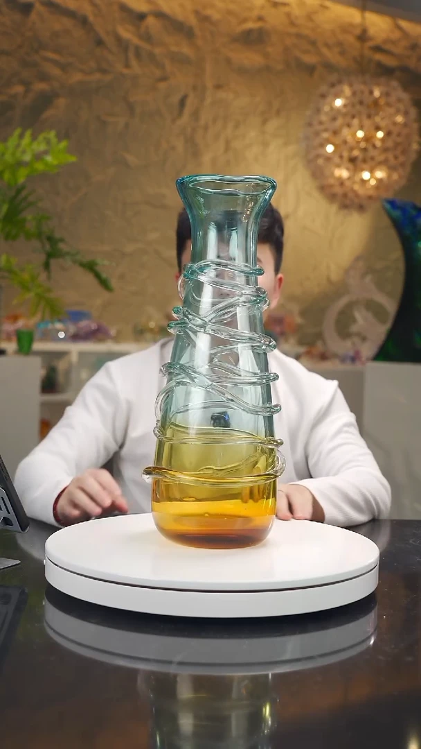 手工艺品琉璃双色缠绕工艺设计款花器