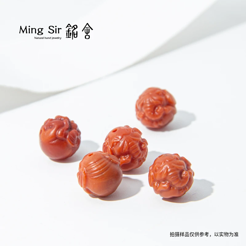 【铭舍】天然川料南红玛瑙象圆珠裸珠DIY配饰配珠（多样性发其一）