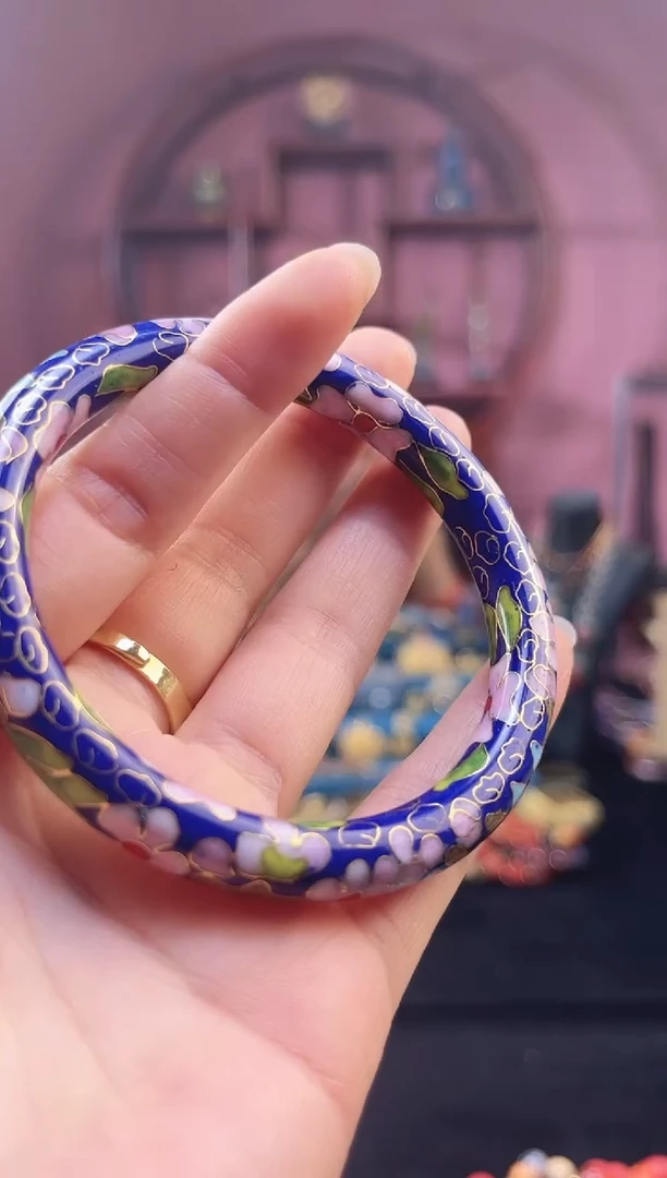 非遗 景泰蓝公主镯 55-60/细版 宝蓝