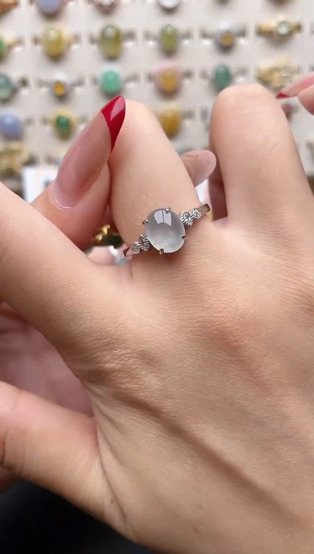 【闪购商品】翡翠戒指银S925镶嵌一物一证一礼盒