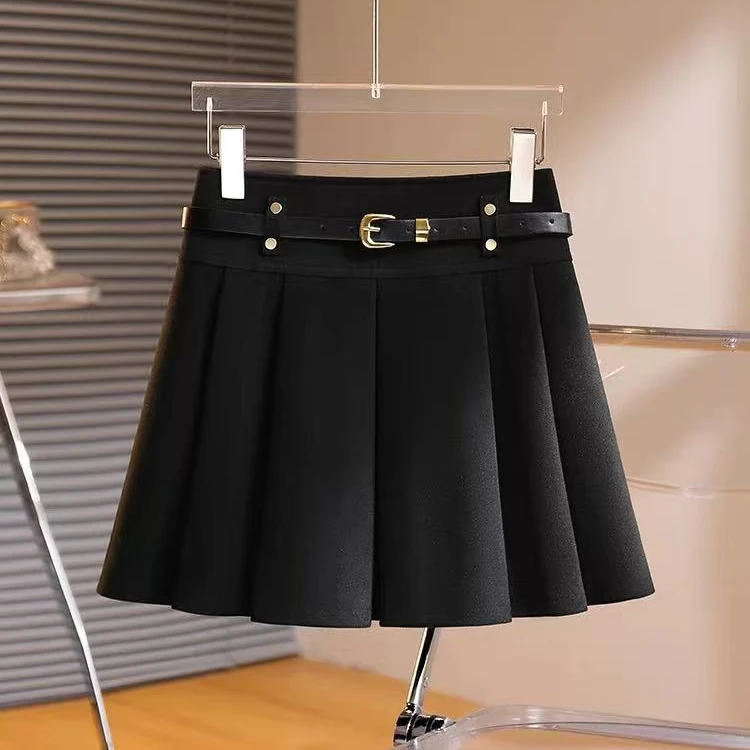 早春百褶半身裙-凡 8060洋气腰带简约休闲显瘦时尚MM大码女装新款