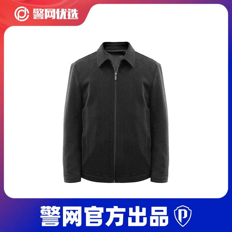 警网优选【夹克-黑】新款翻毛皮面料-黑色经典翻领休闲商务外套
