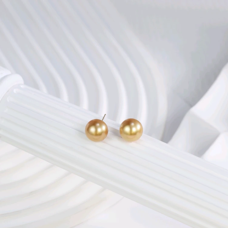 【LNDI焕霆】南洋金珠18K金耳钉10-11MM