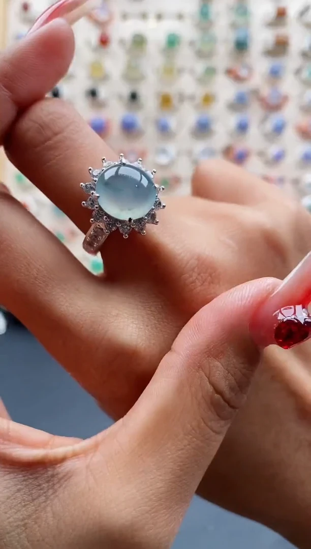 【闪购商品】翡翠戒指未镶嵌缅甸天然A货翡翠444 5+8