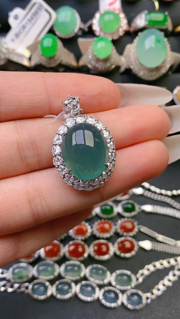 【闪购商品】翡翠戒指银S925镶嵌天然A货翡翠1