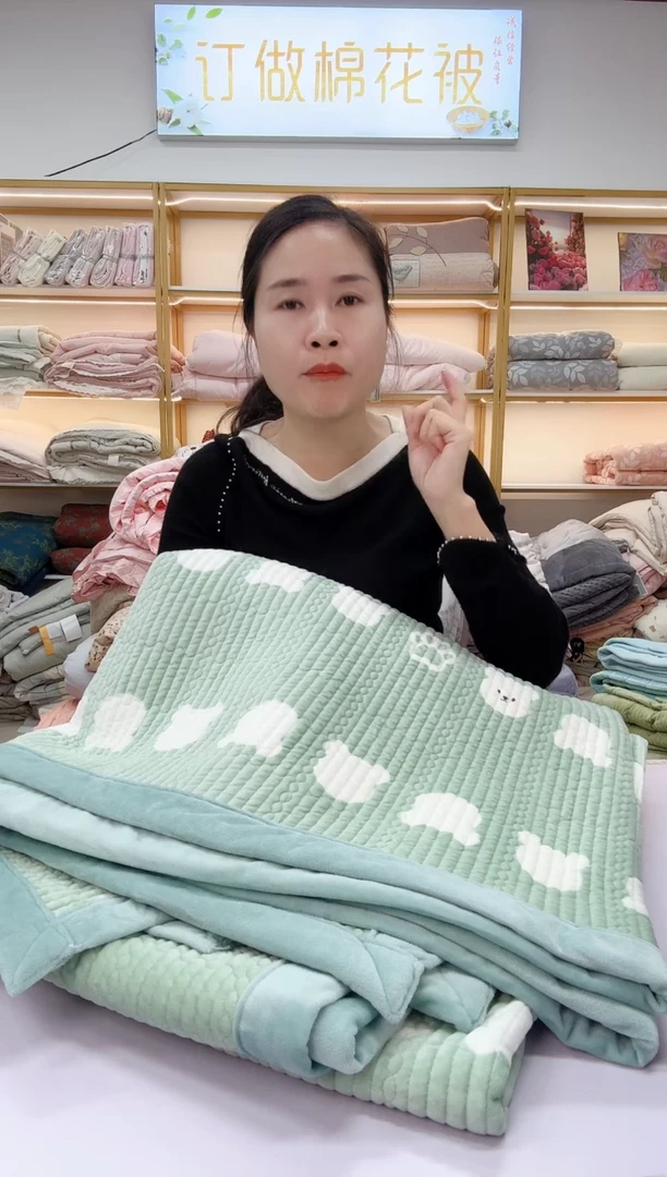 棉全棉+绒床盖2*2.3