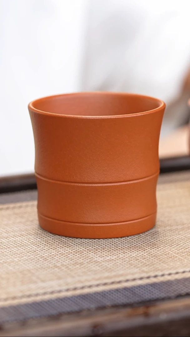 茶壶紫砂小煤窑朱泥  大竹节杯