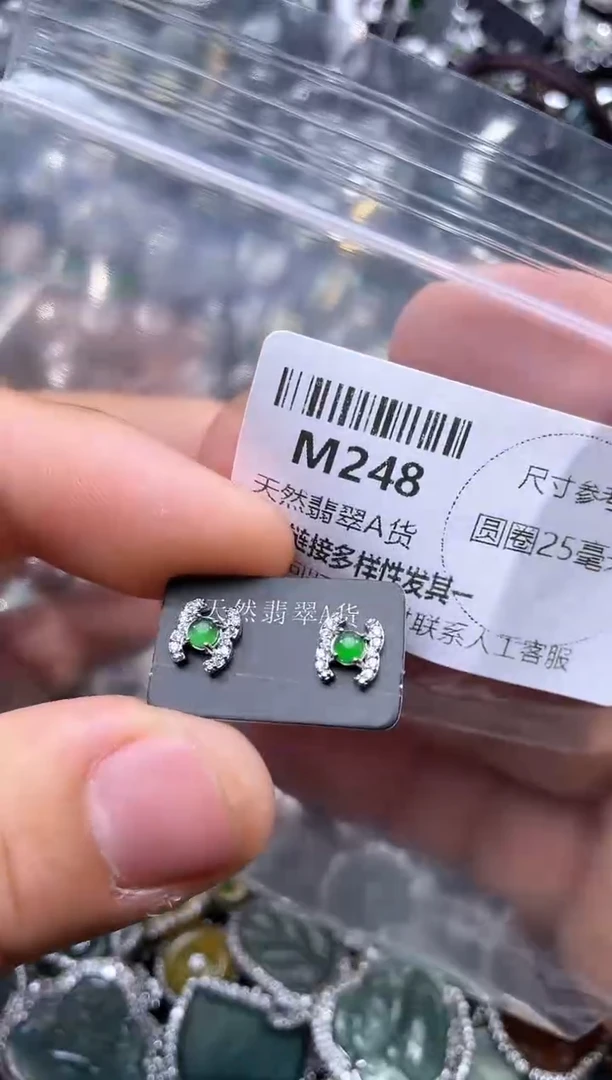【闪购商品】翡翠颈饰未镶嵌M248耳钉