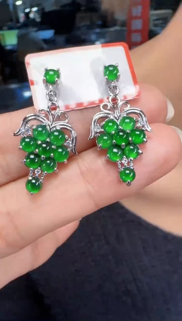 未镶嵌定制翡翠翡翠耳环11