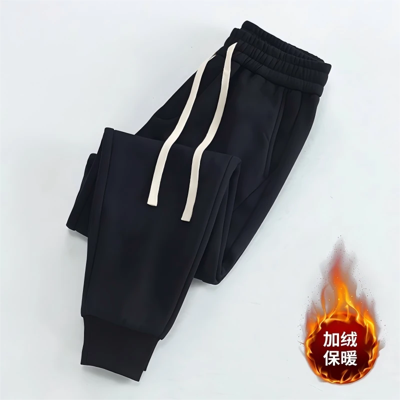 仓石一树秋冬季重磅加绒加厚束脚休闲长裤裤子男款秋冬款男士裤子