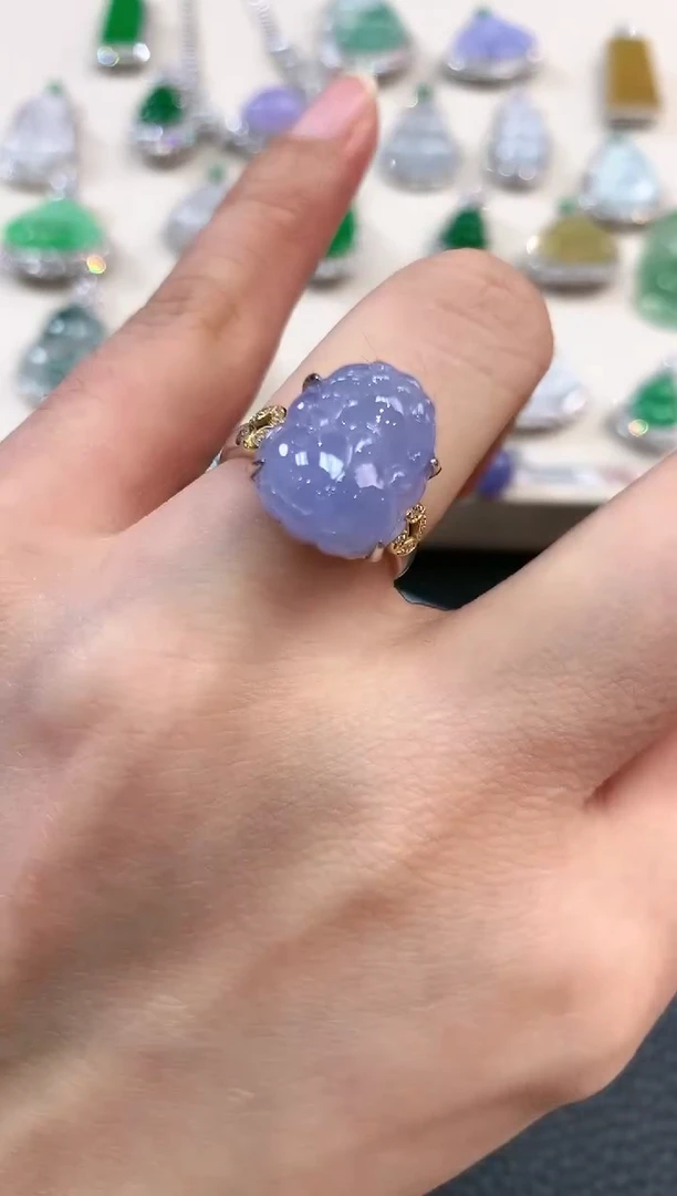 【闪购商品】翡翠戒指18K金镶嵌b97有色差多样性一件发货