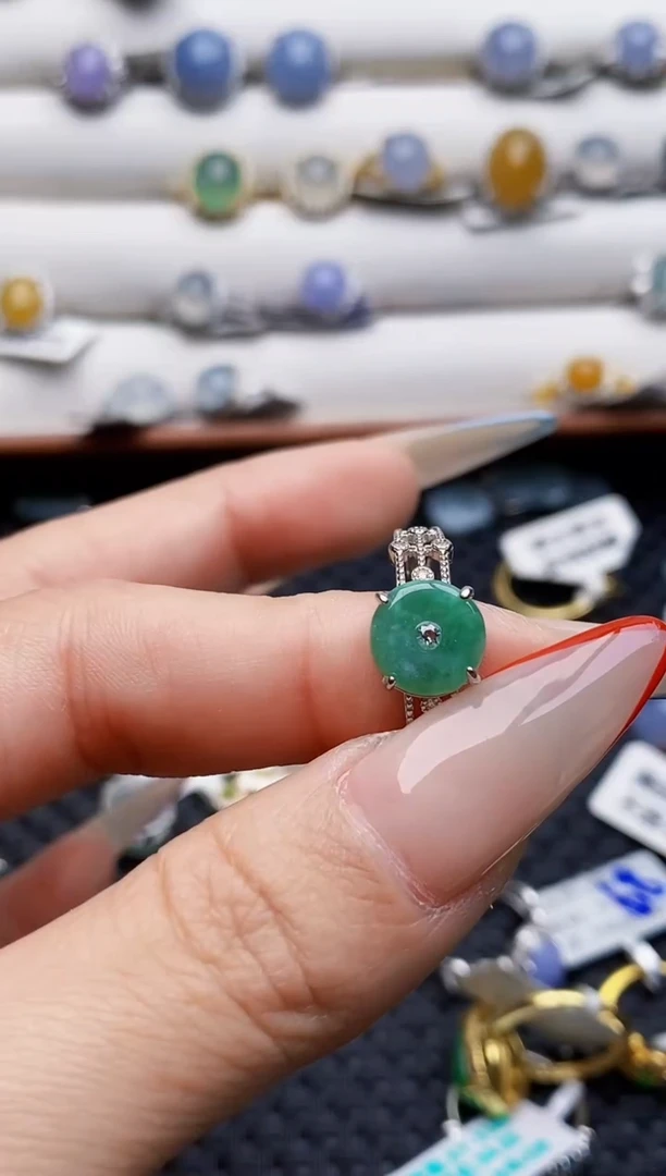 银S925镶嵌戒指翡翠4529